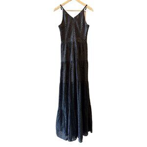 Dress The Population Lace Black Melina Maxi Dress Gown Medium Tiered Dressy